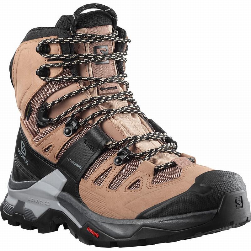 Women's Salomon QUEST 4 GORE-TEX Hiking Boots Brown / Black | BCAHDO-534