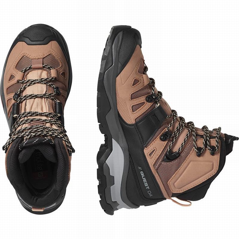 Women's Salomon QUEST 4 GORE-TEX Hiking Boots Brown / Black | BCAHDO-534