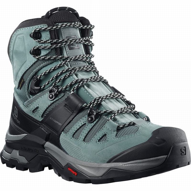 Women's Salomon QUEST 4 GORE-TEX Hiking Boots Green / Blue | LGFRUQ-967