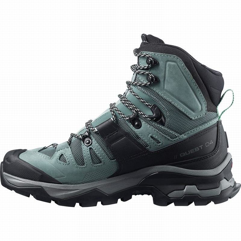 Women's Salomon QUEST 4 GORE-TEX Hiking Boots Green / Blue | LGFRUQ-967