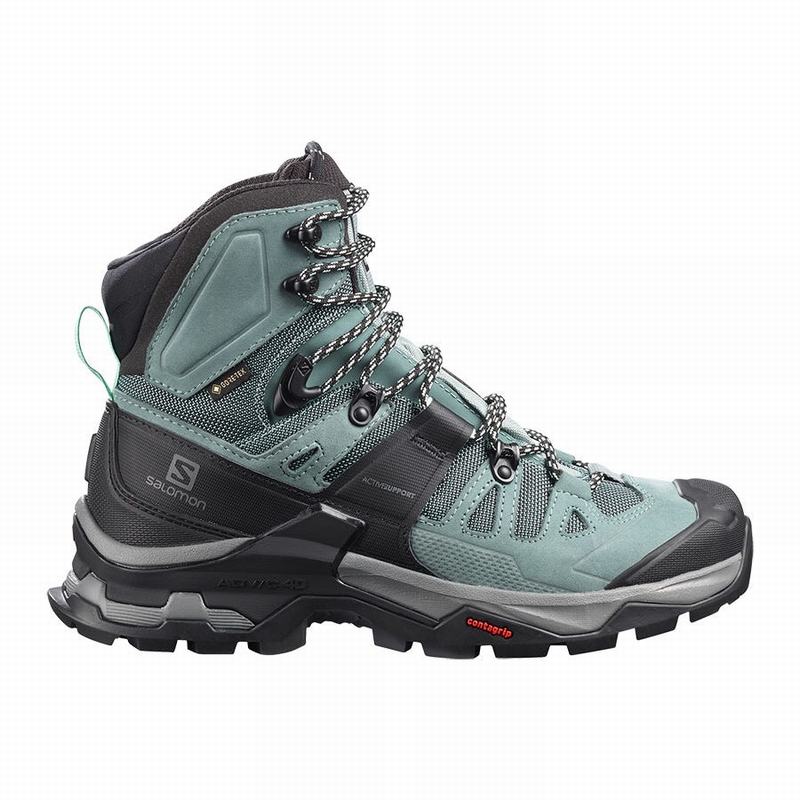 Women\'s Salomon QUEST 4 GORE-TEX Hiking Boots Green / Blue | LGFRUQ-967