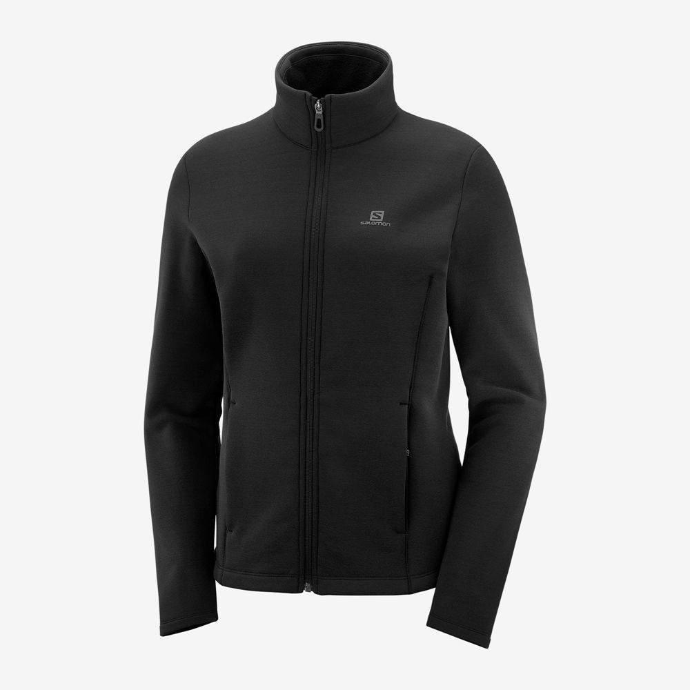 Women's Salomon RADIANT FULL ZIP W Full Zip Midlayer Jacket Midlayers Black | CFQUJE-634