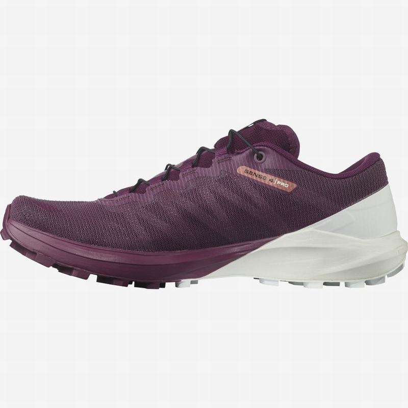 Women's Salomon SENSE PRO 4 Trail Running Shoes Purple / White | 8702ETFXS