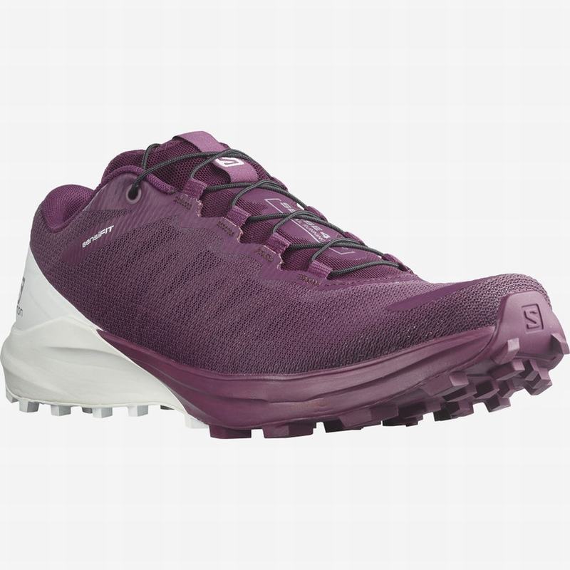 Women's Salomon SENSE PRO 4 Trail Running Shoes Purple / White | 8702ETFXS