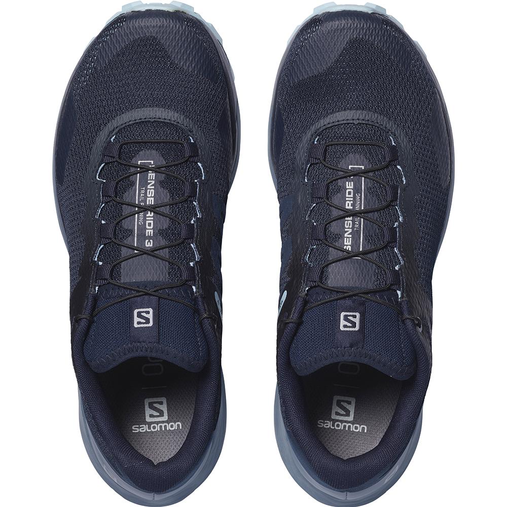 Women's Salomon SENSE RIDE 3 W Road Running Shoes Navy | NOKWQB-483
