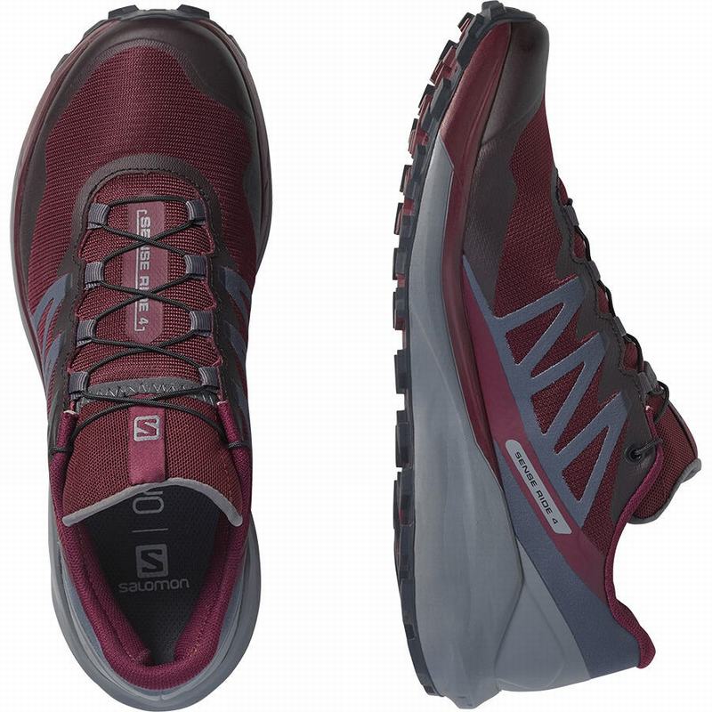 Women's Salomon SENSE RIDE 4 Running Shoes Burgundy | JIDNOZ-634