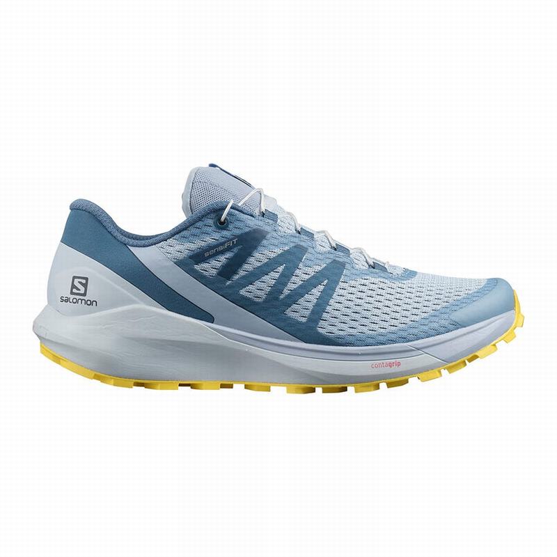 Women\'s Salomon SENSE RIDE 4 Running Shoes Blue / Lemon | SBZWPF-276