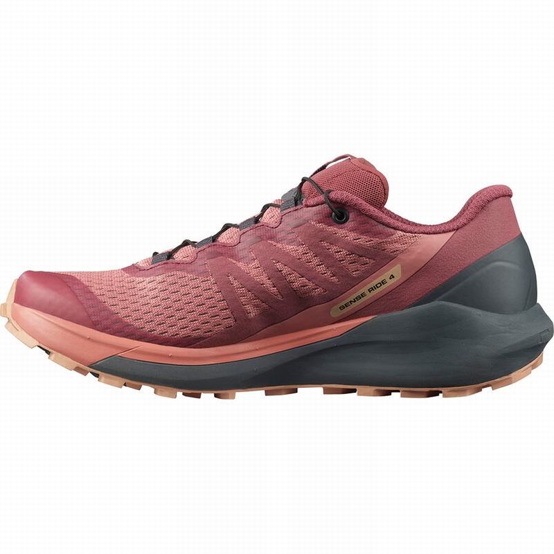 Women's Salomon SENSE RIDE 4 Trail Running Shoes Dark Red | 0634VJFZL