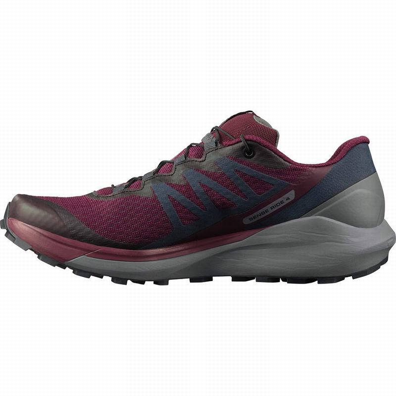 Women's Salomon SENSE RIDE 4 Trail Running Shoes Burgundy | 9821BFRJD