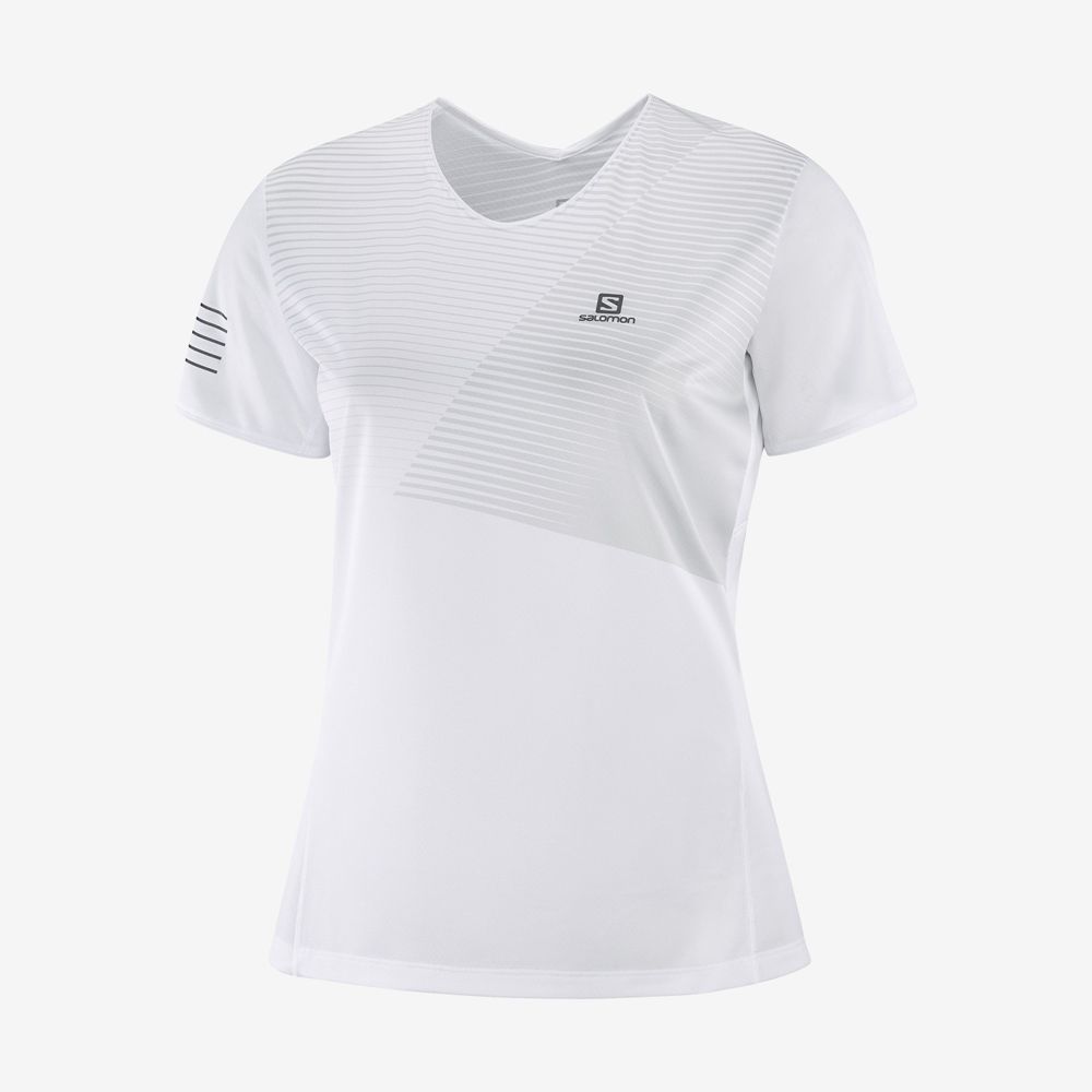 Women's Salomon SENSE Short Sleeve T Shirts White | OFQYKG-217