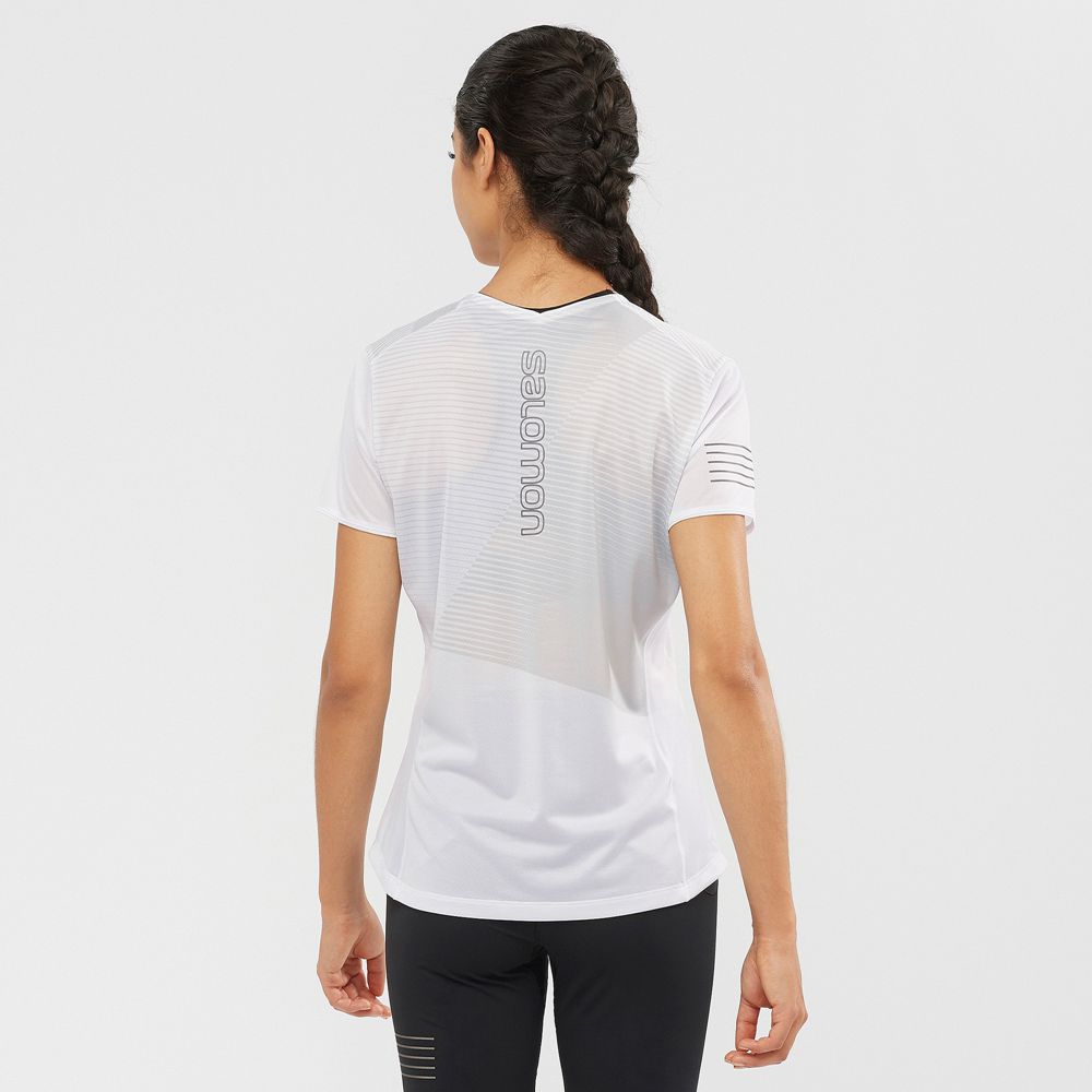 Women's Salomon SENSE Short Sleeve T Shirts White | OFQYKG-217