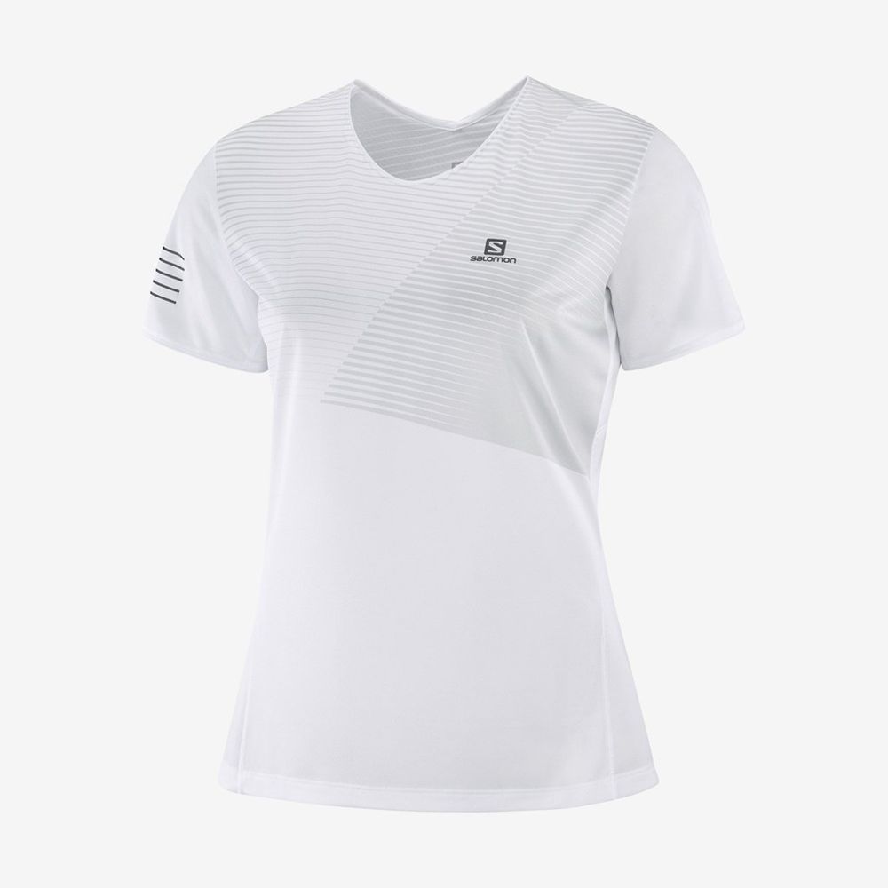 Women's Salomon SENSE T Shirts White | QCHPBK-215