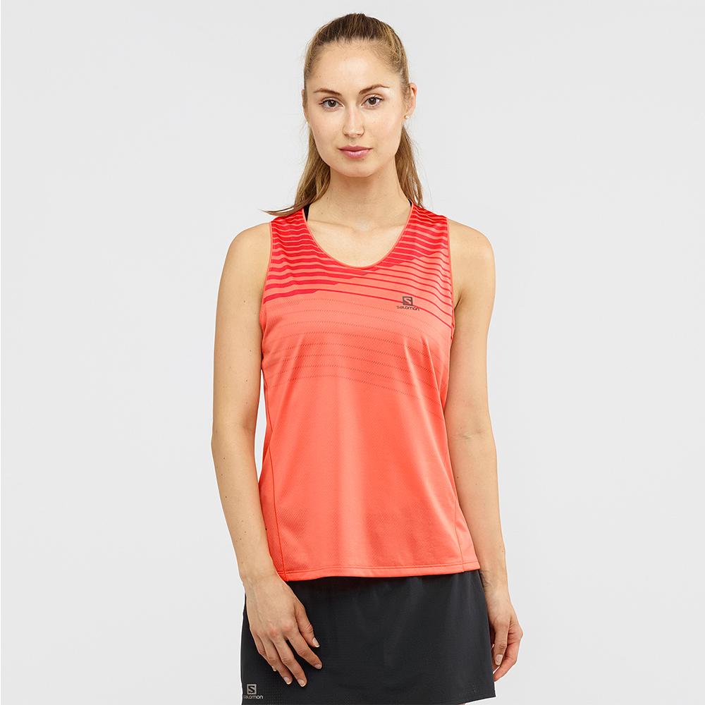 Women's Salomon SENSE W T Shirts Orangered | BHSOAK-873