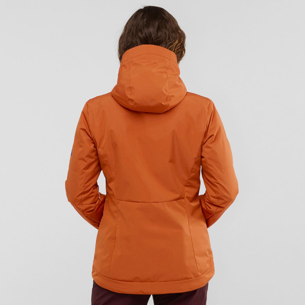 Women's Salomon SNOW REBEL Ski Jackets Orange | DORFMJ-519