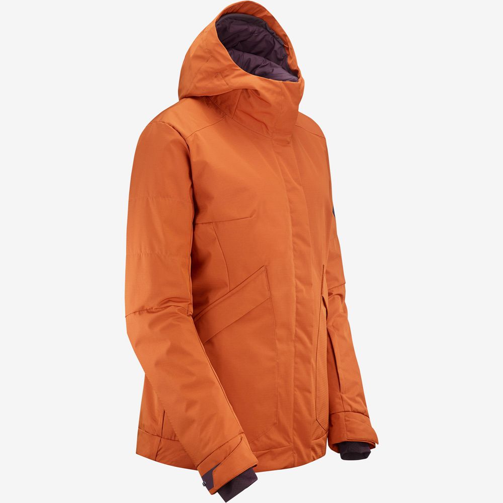 Women's Salomon SNOW REBEL Ski Jackets Orange | DORFMJ-519