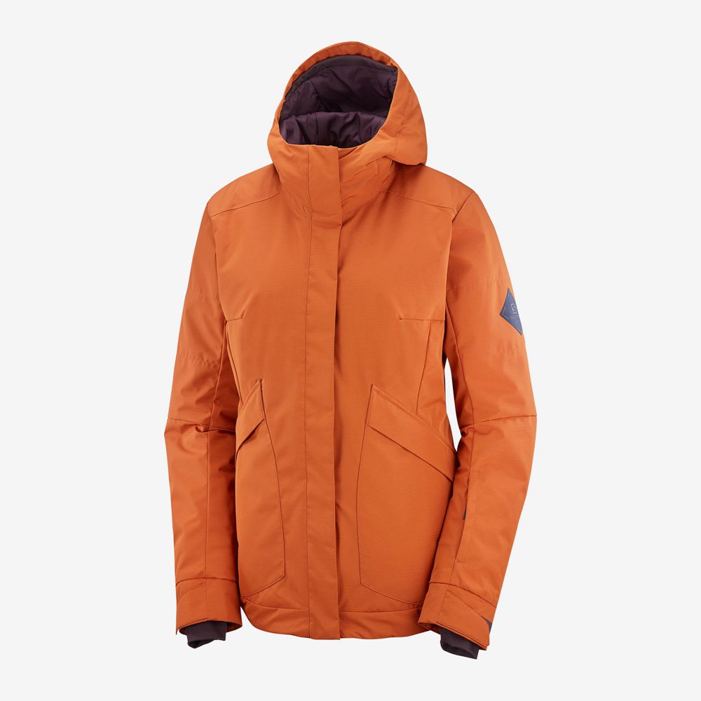 Women's Salomon SNOW REBEL Ski Jackets Orange | DORFMJ-519
