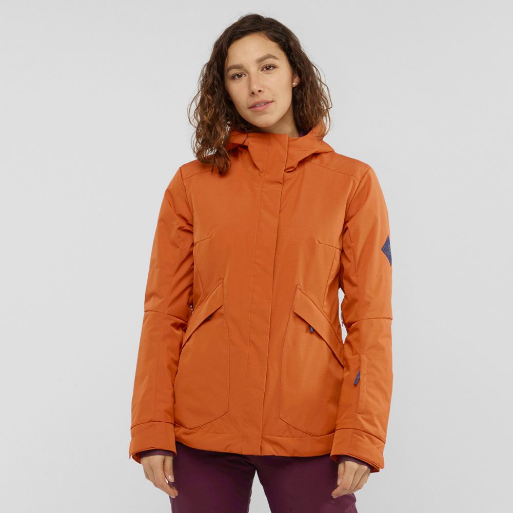 Women\'s Salomon SNOW REBEL Ski Jackets Orange | DORFMJ-519