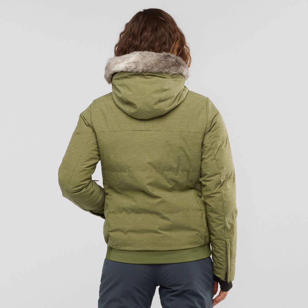 Women's Salomon SNUGGLY WARM W Ski Jackets Olive Green | JDCNAW-507