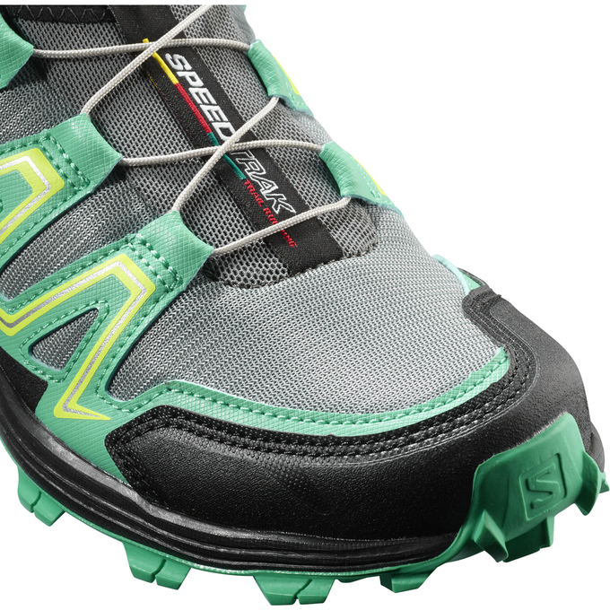 Women's Salomon SPEEDTRAK W Trail Running Shoes Silver / Green | 6905KNCQL