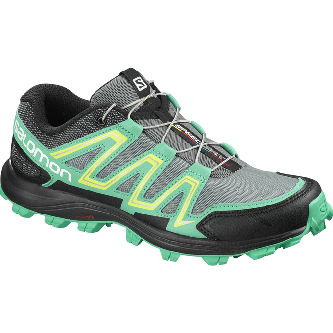 Women\'s Salomon SPEEDTRAK W Trail Running Shoes Silver / Green | 6905KNCQL