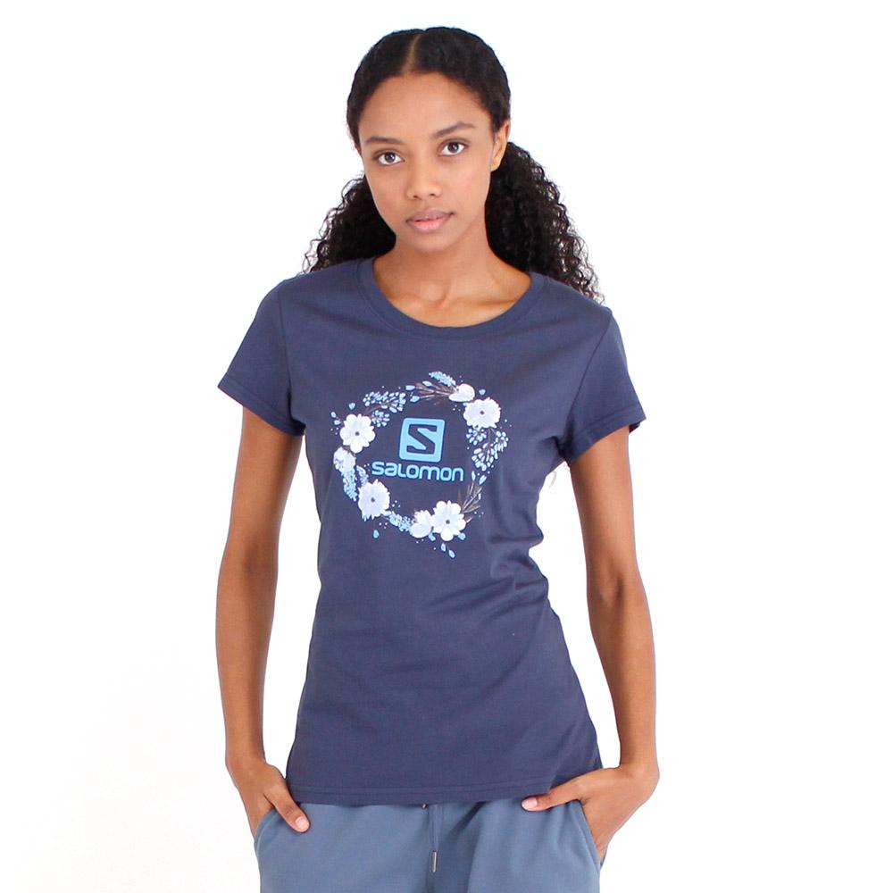 Women's Salomon SPRING SS W Short Sleeve T Shirts Navy | NACOMH-150