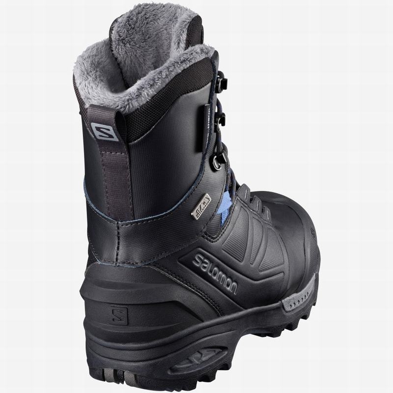 Women's Salomon TOUNDRA PRO CLIMASALOMON WATERPROOF Winter Boots Black / Blue | 6801GCMAN