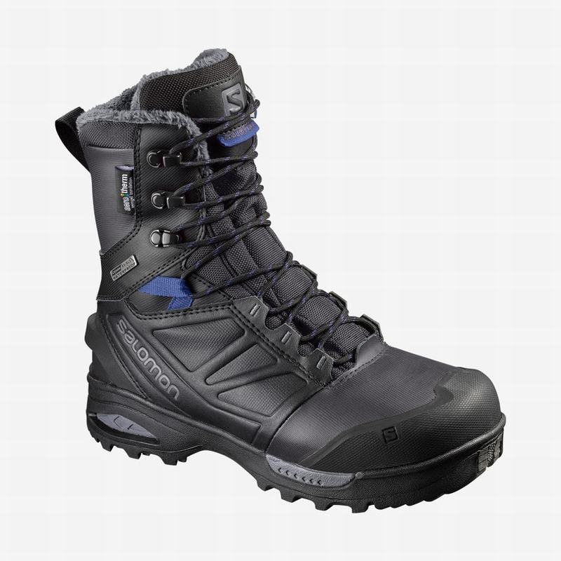 Women\'s Salomon TOUNDRA PRO CLIMASALOMON WATERPROOF Winter Boots Black / Blue | 6801GCMAN