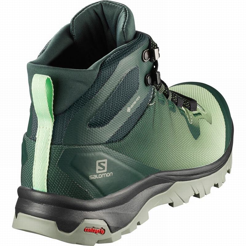 Women's Salomon VAYA MID GORE-TEX Hiking Shoes Green / Grey | GSTNUL-869