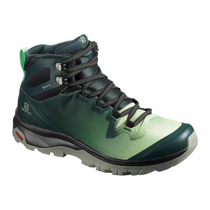 Women\'s Salomon VAYA MID GORE-TEX Hiking Shoes Green / Grey | GSTNUL-869