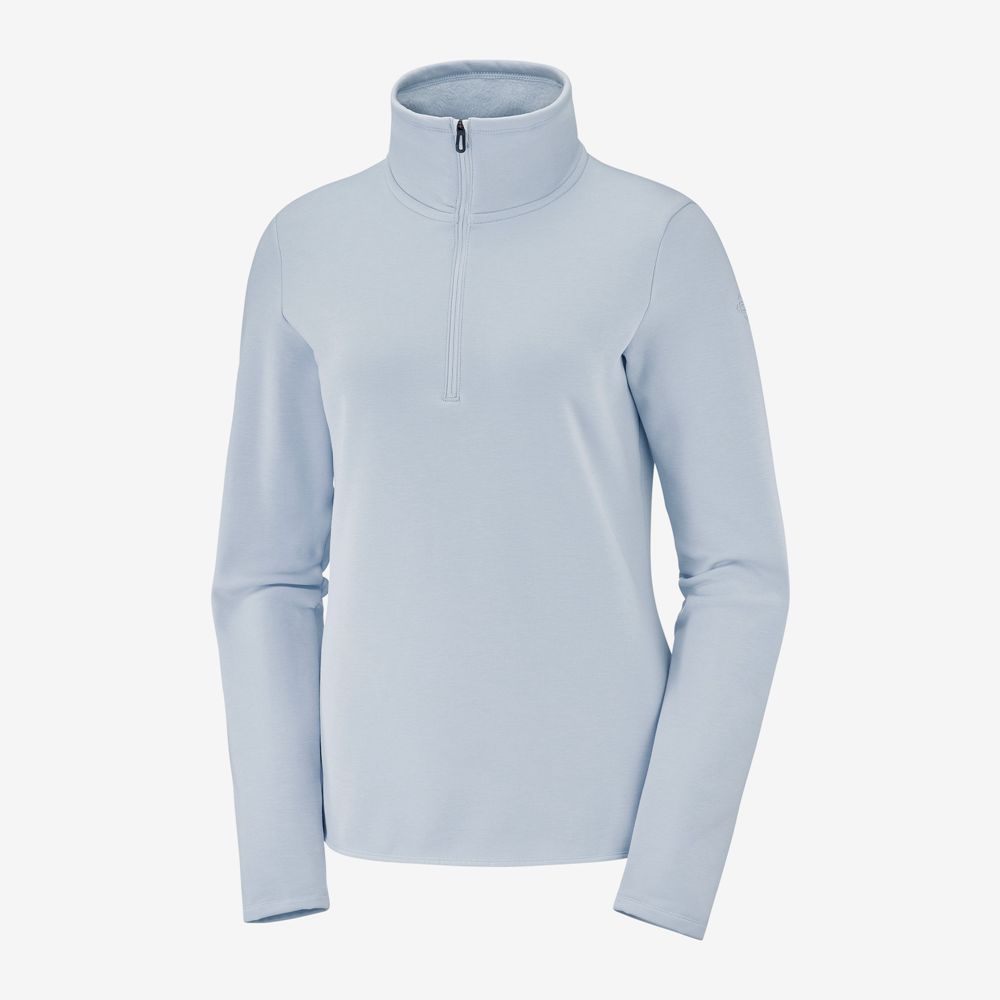 Women's Salomon WARM AMBITION HALF ZIP W Jacket Midlayers Blue | FXYLAB-208