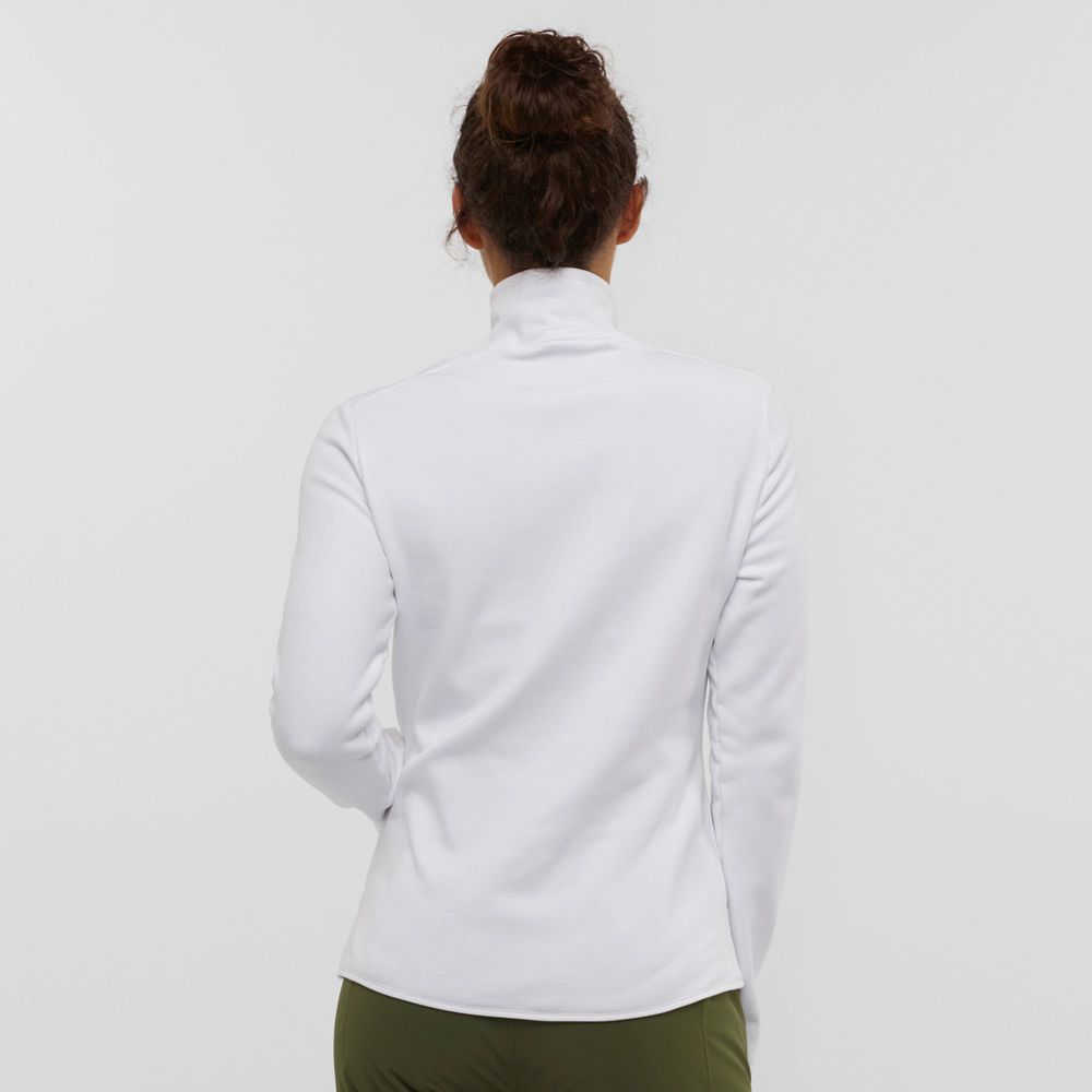 Women's Salomon WARM AMBITION HALF ZIP W Half Zip Jacket Midlayers White | TLXCHD-589