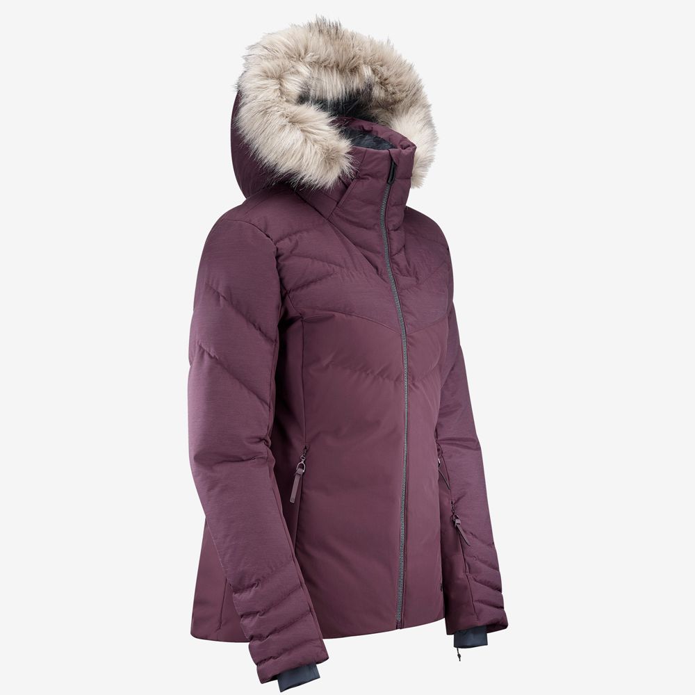 Women's Salomon WARM AMBITION W Ski Jackets Burgundy | BOTDNV-783