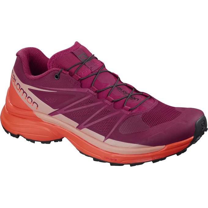 Women\'s Salomon WINGS PRO 3 W Trail Running Shoes Purple / Orange | 5630ICOTP