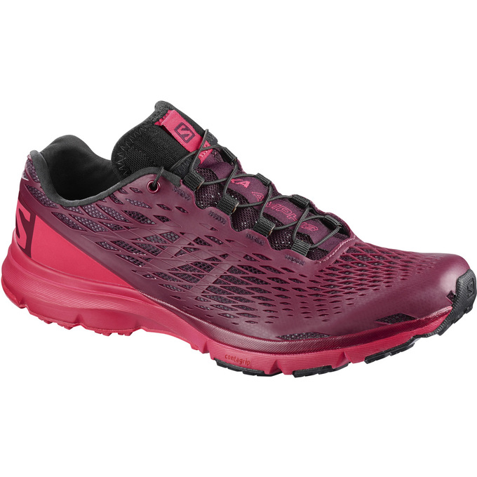 Women\'s Salomon XA AMPHIB W Running Shoes Burgundy | HTWXDM-681