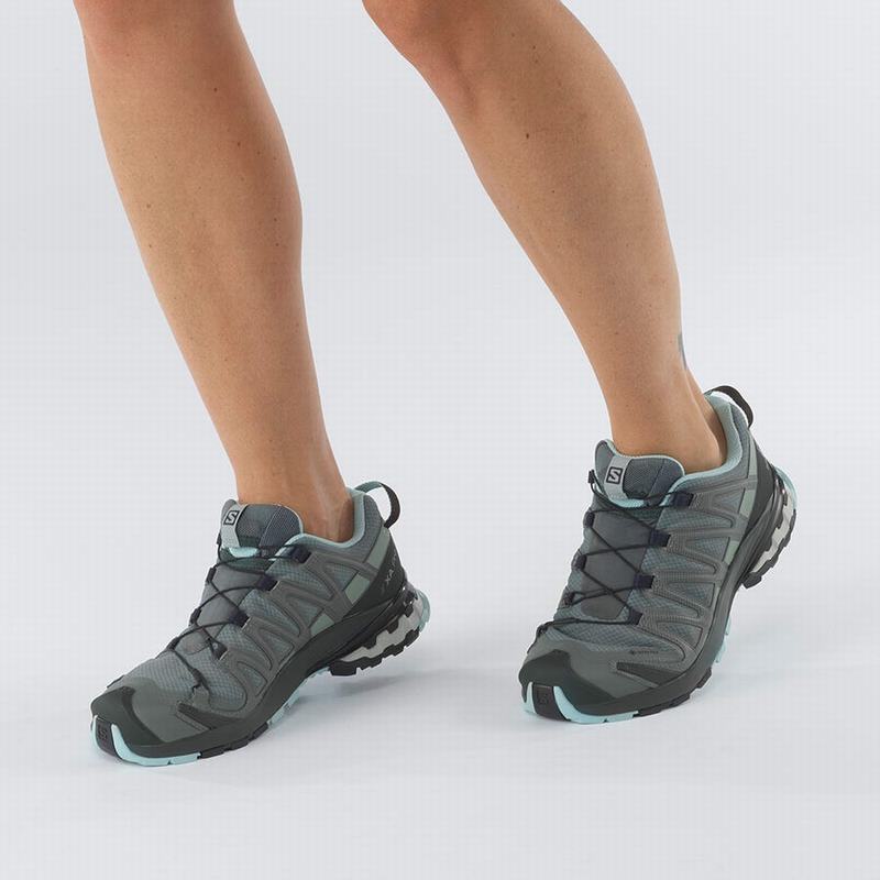 Women's Salomon XA PRO 3D V8 GORE-TEX Hiking Shoes Green | MPBLVE-942