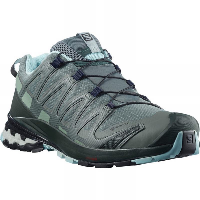Women's Salomon XA PRO 3D V8 GORE-TEX Hiking Shoes Green | MPBLVE-942