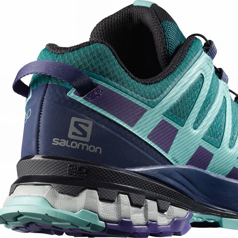 Women's Salomon XA PRO 3D V8 GORE-TEX Hiking Shoes Blue | XMHIRW-351