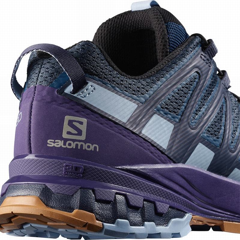 Women's Salomon XA PRO 3D V8 Hiking Shoes Navy / Purple Indigo | KFECGL-208