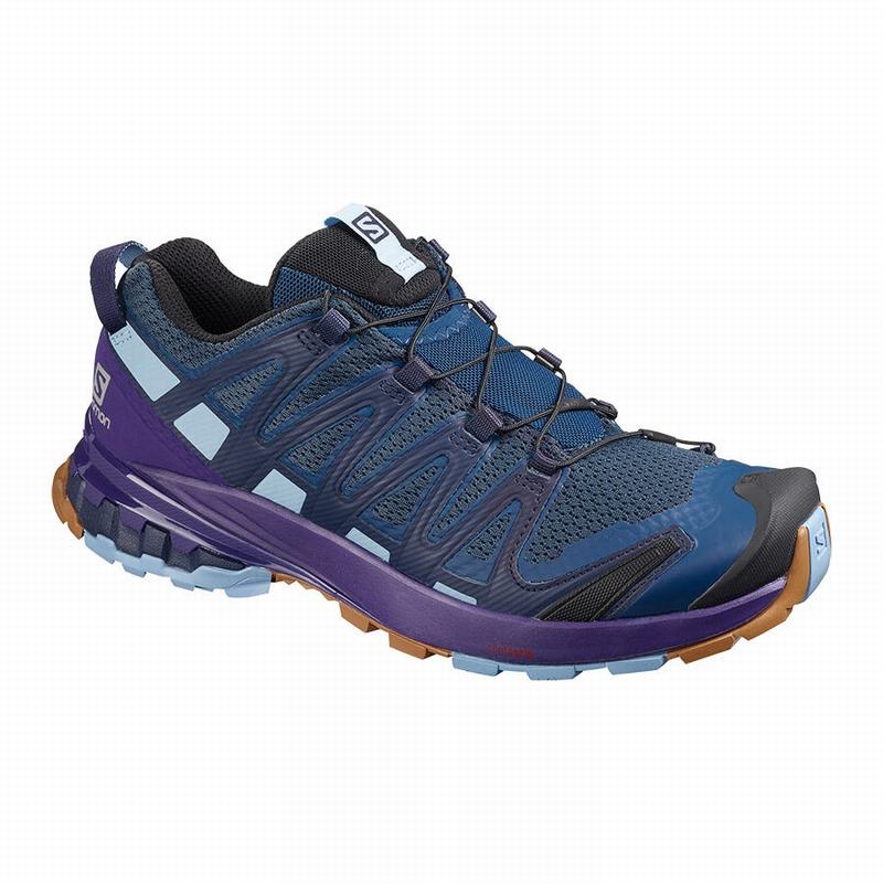 Women\'s Salomon XA PRO 3D V8 Hiking Shoes Navy / Purple Indigo | KFECGL-208