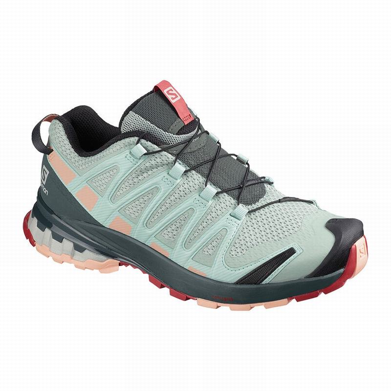 Women\'s Salomon XA PRO 3D V8 Hiking Shoes Light Turquoise Grey | KLCNGA-685