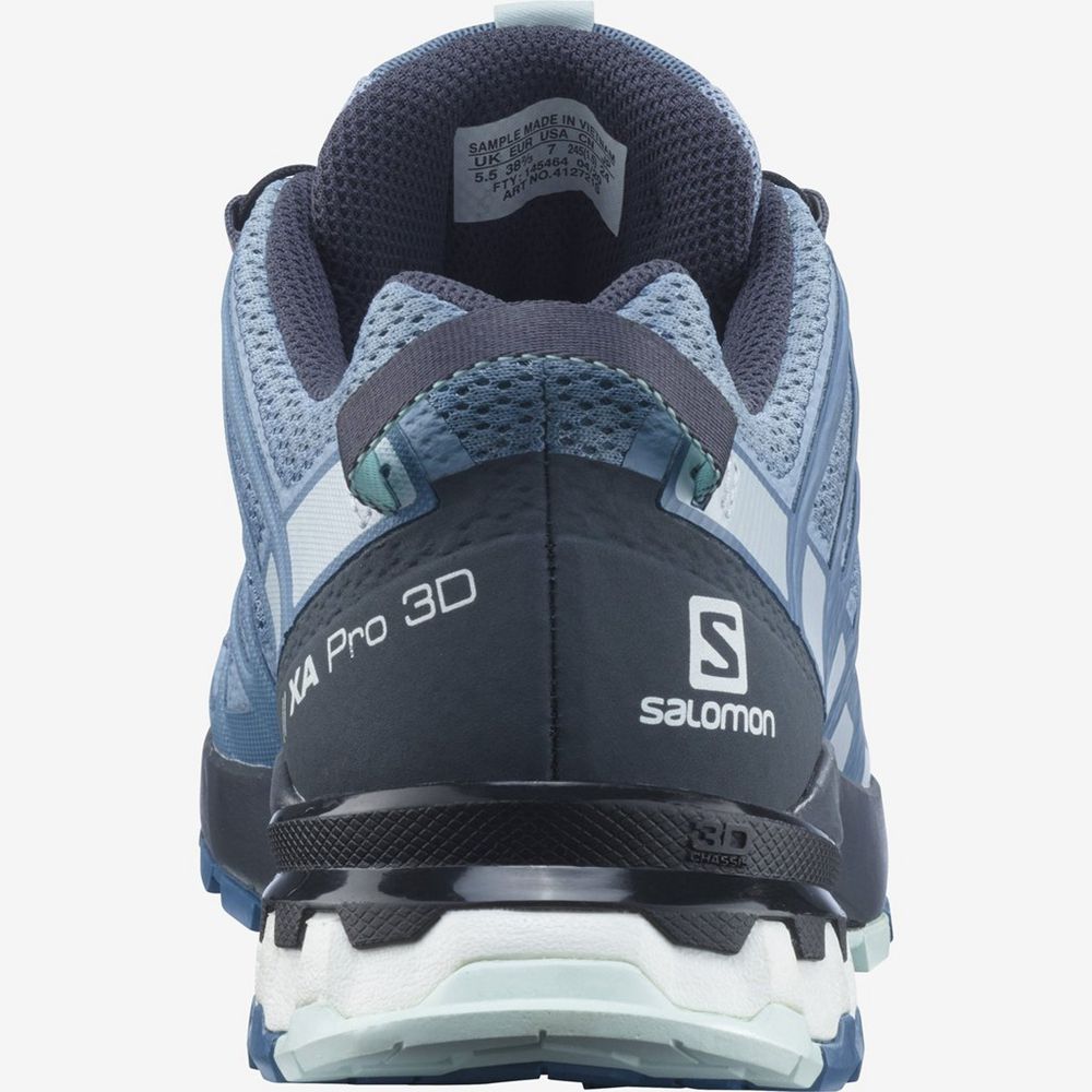 Women's Salomon XA PRO 3D V8 Hiking Shoes Blue | OYMRVQ-825