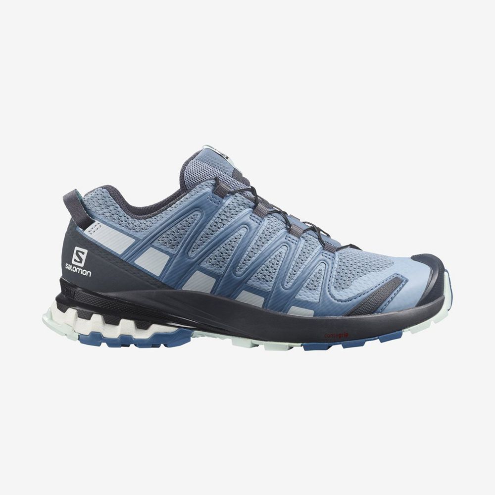 Women\'s Salomon XA PRO 3D V8 Hiking Shoes Blue | OYMRVQ-825
