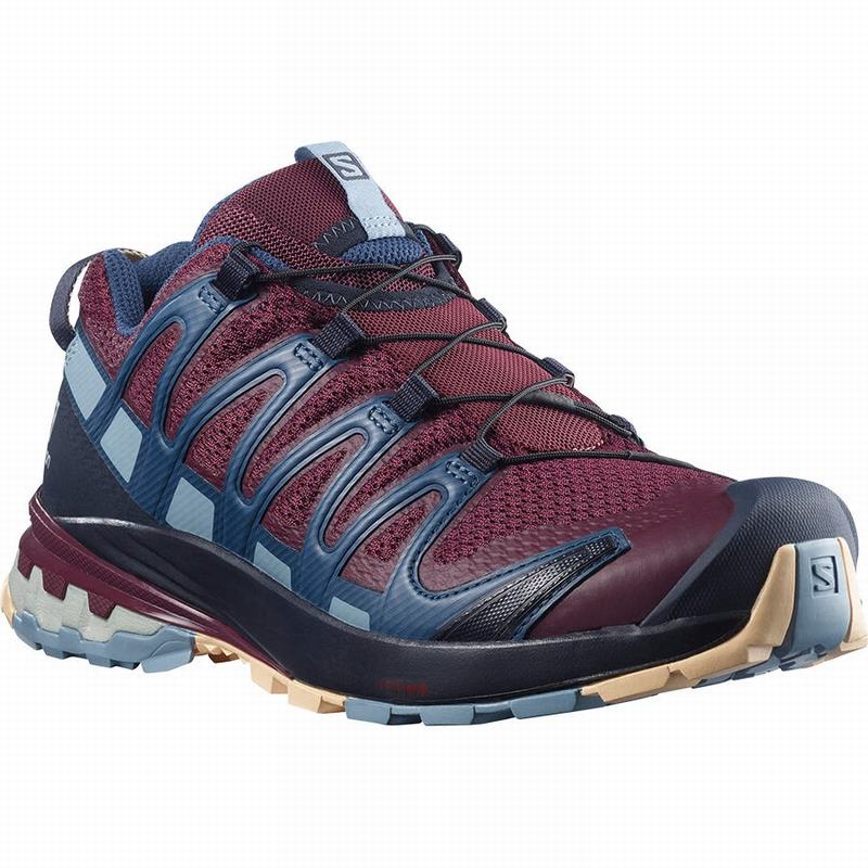 Women's Salomon XA PRO 3D V8 Trail Running Shoes Burgundy / Blue | 4519BNDOJ