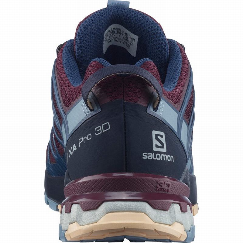 Women's Salomon XA PRO 3D V8 Trail Running Shoes Burgundy / Blue | 4519BNDOJ