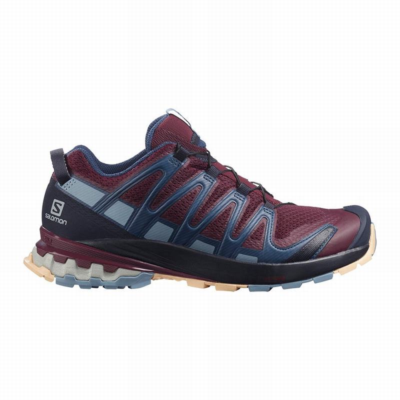 Women\'s Salomon XA PRO 3D V8 Trail Running Shoes Burgundy / Blue | 4519BNDOJ