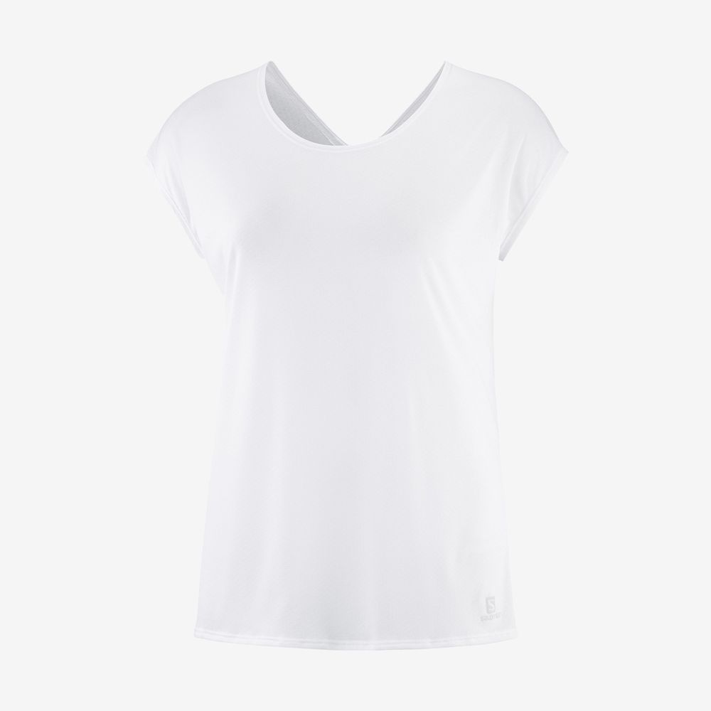 Women's Salomon XA SLEEVE TECH W Short Sleeve T Shirts White | DZQGVX-893