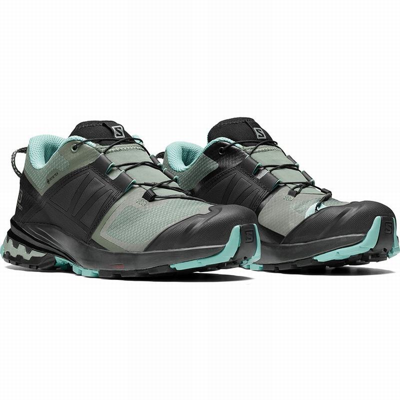 Women's Salomon XA WILD GORE-TEX Trail Running Shoes Green / Black | 3871ZQPGM