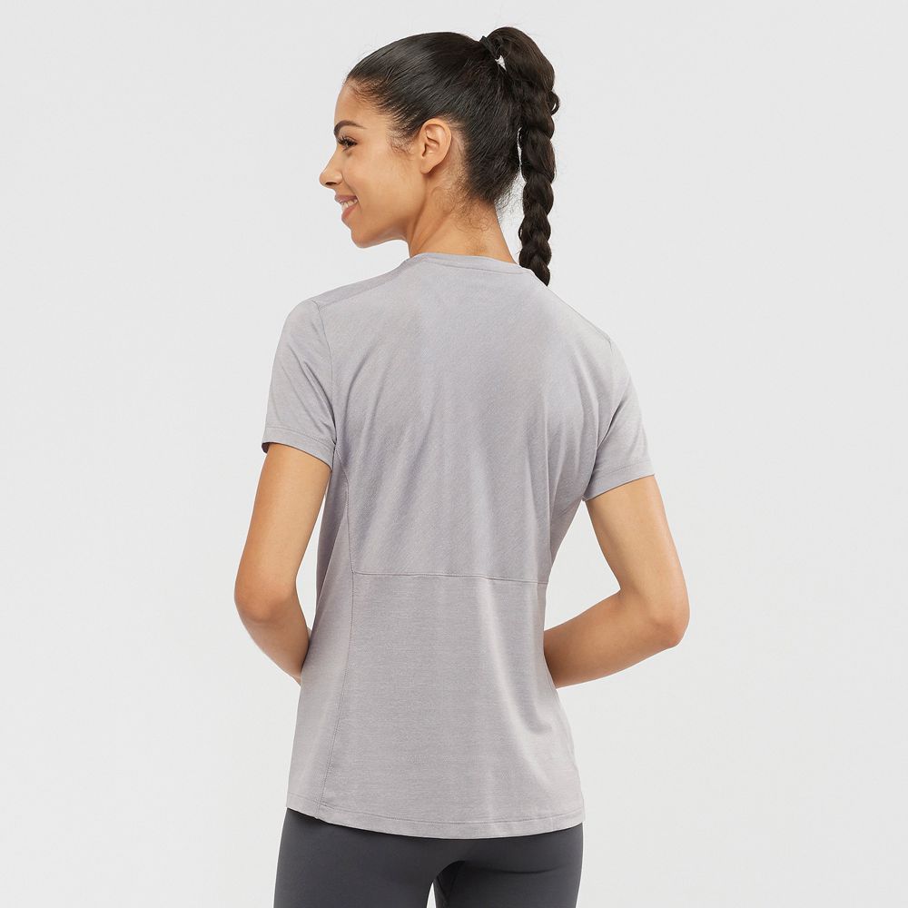 Women's Salomon XA W Short Sleeve T Shirts Grey | HKLZPO-809