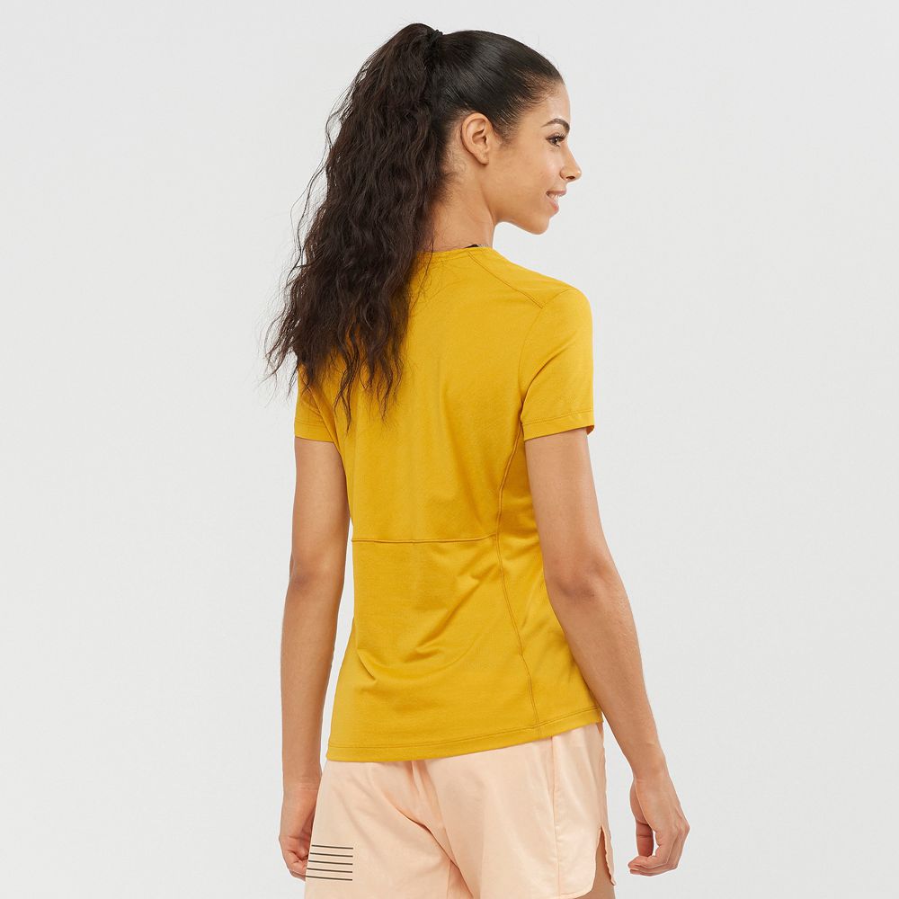 Women's Salomon XA W Short Sleeve T Shirts Yellow | MNXQCR-304