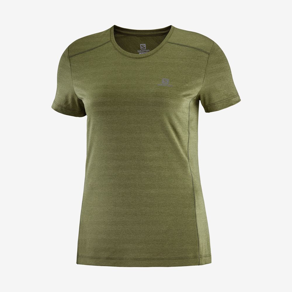 Women's Salomon XA W Short Sleeve T Shirts Olive | QSCLUN-309